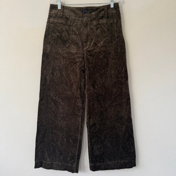 NWT Size 32 -Maeve The Colette Cropped Wide-Leg Corduroy Pants MOSS (NWT US$138) - Picture 5 of 16
